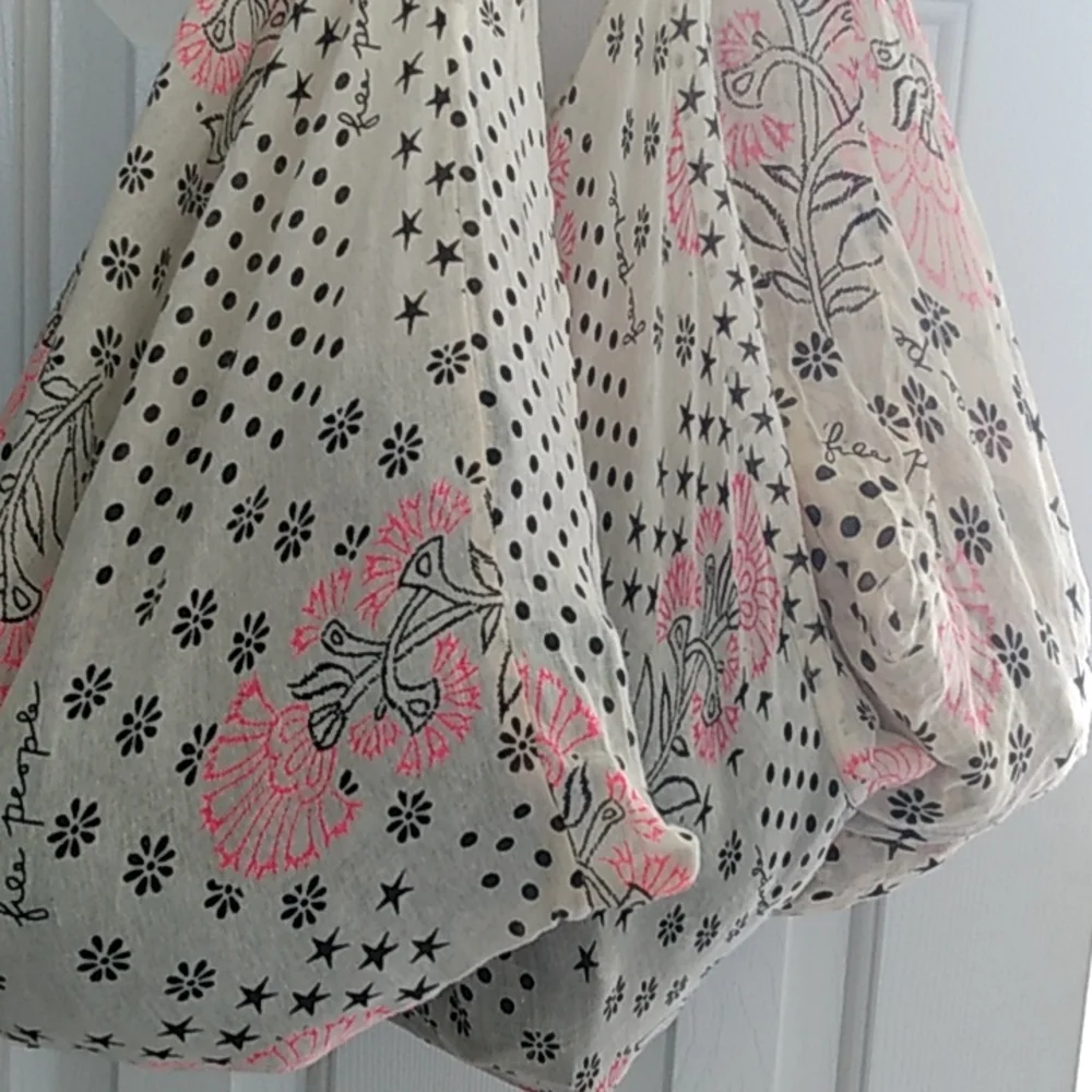 Free People Cloth Linen Purse Tote Shoulder Bag